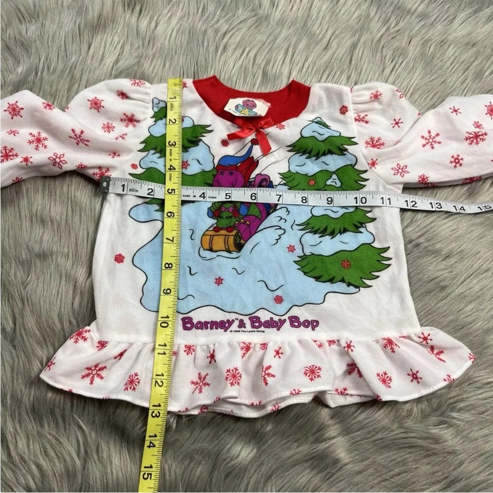 Vintage 1992 Barney Toddler Pajama Top Winter Christmas